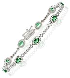 BEAUTIFUL OVAL EMERALD 14K DIAMOND TENNIS BRACELET 2.9 CTS