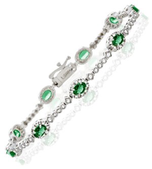 Childrens Toyshop  Jewelry : BEAUTIFUL OVAL EMERALD 14K DIAMOND TENNIS BRACELET 2.9 CTS