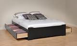 Lowest Price Furniture By Prepac Black Coal Harbor Queen Mate's Platform Storage Bed with 6 Drawers