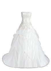 Strapless Organza/Satin/Taffeta/Tulle Lace Belted Beaded  Dress with a Court Train 