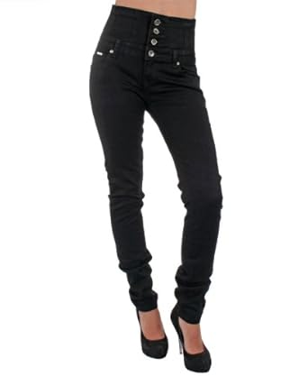 KRISP&reg; Jean Taille Haute Slim Femme 42 Noir