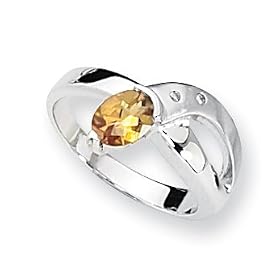 Citrine and Diamond Sterling Silver Ring (Sizes 6-8) by Citrine Birthstones