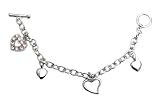 Bracelet - B114 - Heart Charms ~ Rose (Pink)