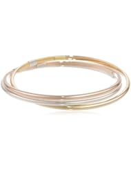 Bonded Sterling Silver and 14k Gold Tri-Color Interlocking Bangle Bracelets