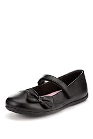 Coated Leather Bow School Shoes