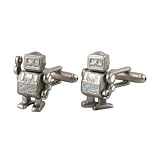 Mens silver ROBOT CUFFLINKS suit shirt cuff links