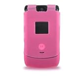 Motorola Razr V3, V3C Premium Skin Case Cover Silicone with 12v Rapid Car Charger and LCD Screen Shield - 4 Color Options (Hot Pink)