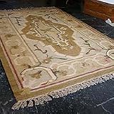 Wool and cotton rug, 'Olives and Amethysts' (3x5)