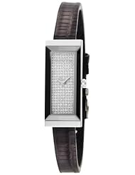 Gucci Womens YA127509 G-Frame Rectangle Black Lizard Strap Diamond Dial Watch