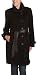 Cole Haan Women's Wool Cashmere Button Front Coat with Large Envelope Collar and Tie on Leather Belt