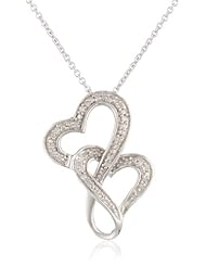 Sterling Silver Interlocked Heart Pendant Necklace (0.07 cttw, I-J Color, I3 Clarity), 18"