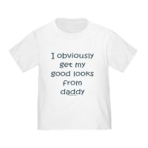 Infant Toddler Tshirt - 5.5oz.100% Cotton in White Yellow Light Pink or Baby Blue "I obviously get my good looks from daddy"