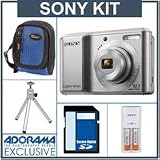 Sony Cyber-shot DSC-S2100 Digital Camera Kit, – Silver – with 8GB SD Memory Card, Camera Case, Table Top Tripod, Sony Cycle Energy Compact Charger with 2 – 2500 mAh Nickel Metal Hydride (NiMH) AA Rechargeable Batteries,