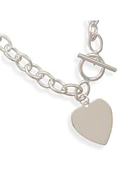 CleverSilvers 7" Toggle Bracelet With Heart Tag