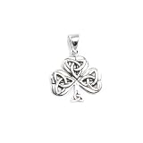 W/18 Chain Necklace Shamrock Pendant - Sterling Silver Irish Celtic Trinity Knot and Shamrock Pendant