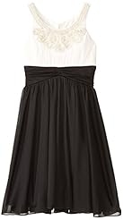 Girls Polyester Jeweled Lace-Up Colorblocking  Dress