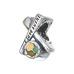 CleverEve's I Love Sushi Food Drink Sterling Silver Bead
