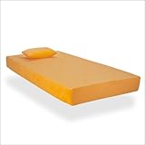 Twin Sleep Harmony Jubilee Youth 7 Inch Memory Foam Mattress with Pillow in Orange