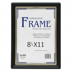 Nu-Dell EZ Mount Document Frame, Plastic, 8-1/2 x 11 Inches, Black (11880)