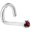 Solid 18KT White Gold 1.5mm Genuine Red Diamond Left Nostril Screw - 18 Gauge