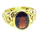 Vintage 14k Gold and Garnet Signet Style Ring