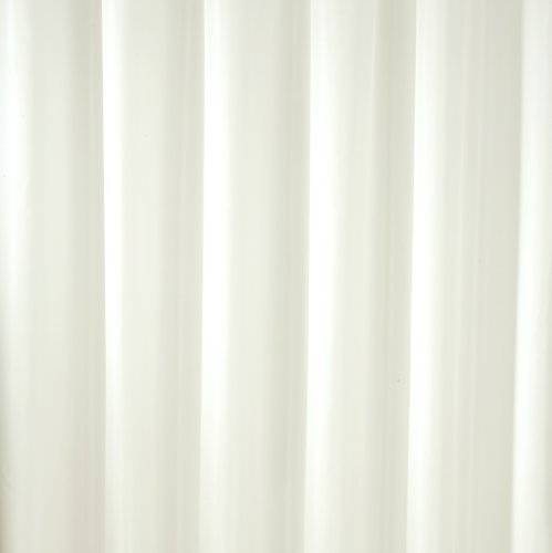 PLAIN TEXTILE SHOWER CURTAIN & RINGS  CREAM