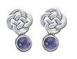 Solid Sterling Silver Amethyst Celtic Earrings