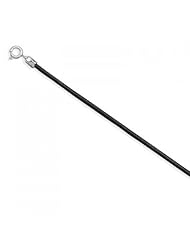 MMA Silver - 20 inch 2mm Black Leather Necklace