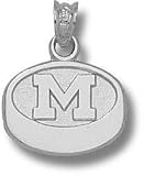Michigan Wolverines Solid Sterling Silver ''M'' Hockey Puck 7/16'' Pendant