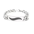 Men's Stainless Steel Carbon Fiber Wave ID 11mm Curb Chain Bracelet 8.5"