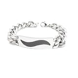 Men's Stainless Steel Carbon Fiber Wave ID 11mm Curb Chain Bracelet 8.5"