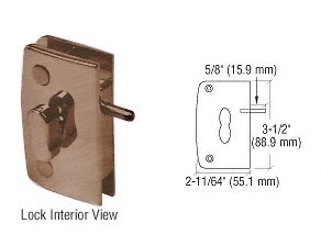 C.R. LAURENCE 700CABR CRL Antique Brass Glass Swinging Door Lock With Indicator for 5/16" to 1/2" Glass On Sale