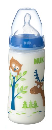 NUK プレミアムチョイスほ乳びん(ポリプロピレン製) シリコンニップル 300ml ウッドランドブルー FDNK0040111