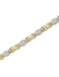 10K Yellow Gold Oval Opal and Diamond Bracelet