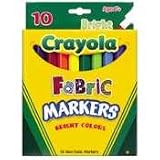 Fabric Markers, Ten Assorted Bright Colors, 10/box