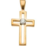14K Yellow Gold Diamond Cross Pendant