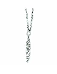 Genuine .925 Sterling Silver Rhodium Plated Textured Bead W/ 2In Ext. Necklace 6.1 Grams.100% Satisfaction Guaranteed.