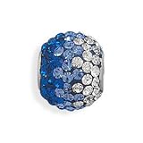 Blue Crystal Ball Fading Color Story Bead Slide-on Charm Sterling Silver