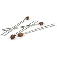 Charcoal Companion Rosewood handle Double Prong Grilling Kabob Skewers, Set of 4