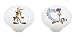 Roadrunner and While Coyote Set of 2 Decorative High Gloss Ceramic Drawer Knobs