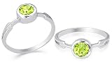 Round Cut Peridot Ring Sterling Silver Size 9