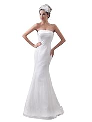 Strapless Satin Mermaid Spring Summer Fall Lace  Dress with a Court Train 