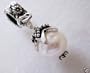 Silver, Freshwater Pearl,charm Dangle Bead. Fits European