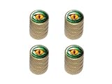 Lizard Yellow Eye Green Scales - Tire Rim Valve Stem Caps - Gold