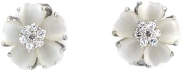 C.Z. & Mother of Pearl Clip Post Earring (Nice Holiday Gift, Special Sale)
