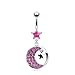 Surgical Steel Prong Set Pink Star with Gem Paved title=