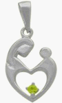 10K White Gold Peridot Mother & Child Pendant