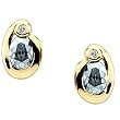 14K Yellow Gold Sky Blue Topaz and Diamond Earrings