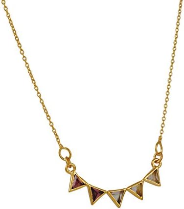 KATIE DIAMOND - Kora Necklace with Red Garnet and Rutilated Quartz Flags