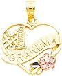 10K Two Tone Gold #1 Grandma Heart Charm